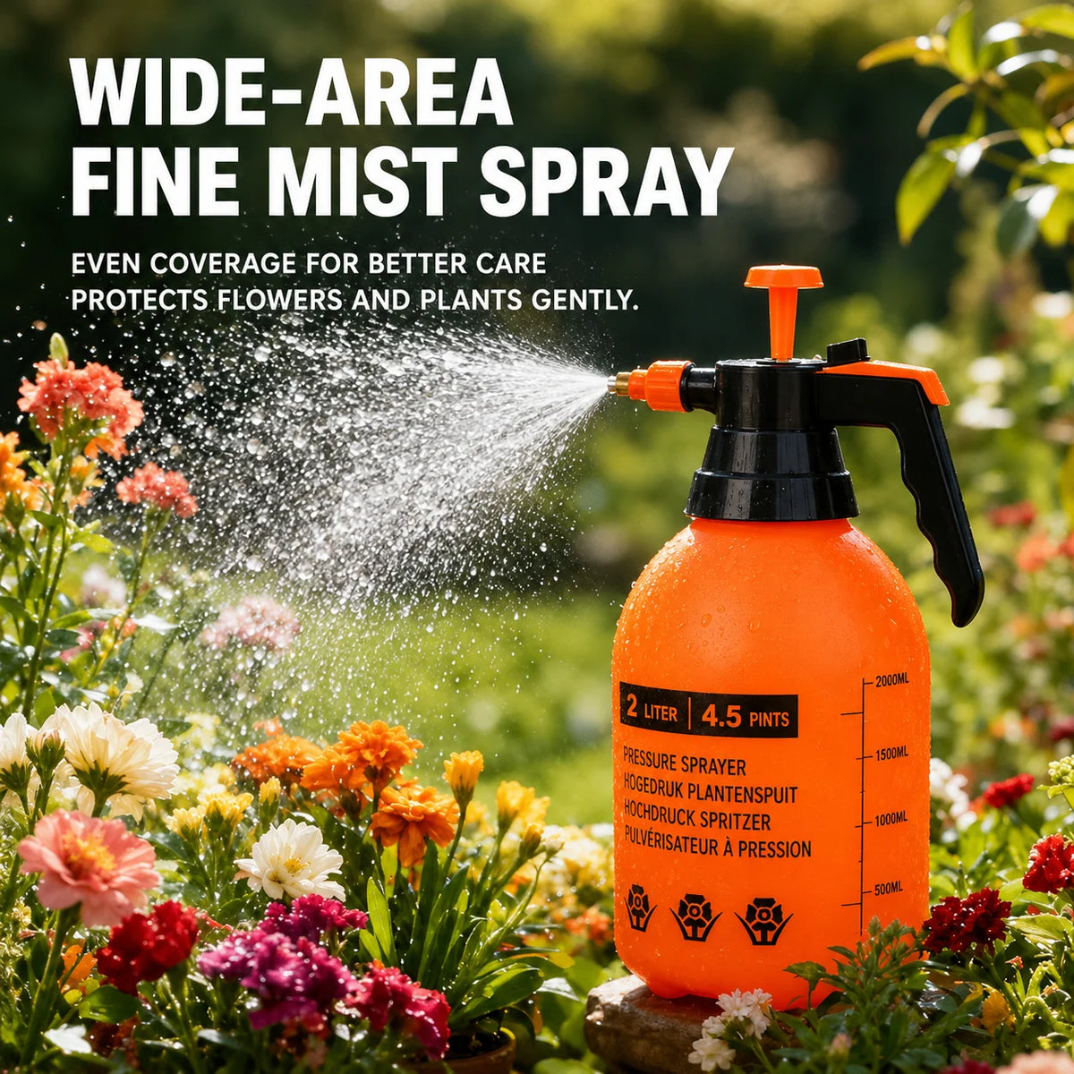 Garden Sprayer Adjustable Mist & Stream 68 Fl Oz