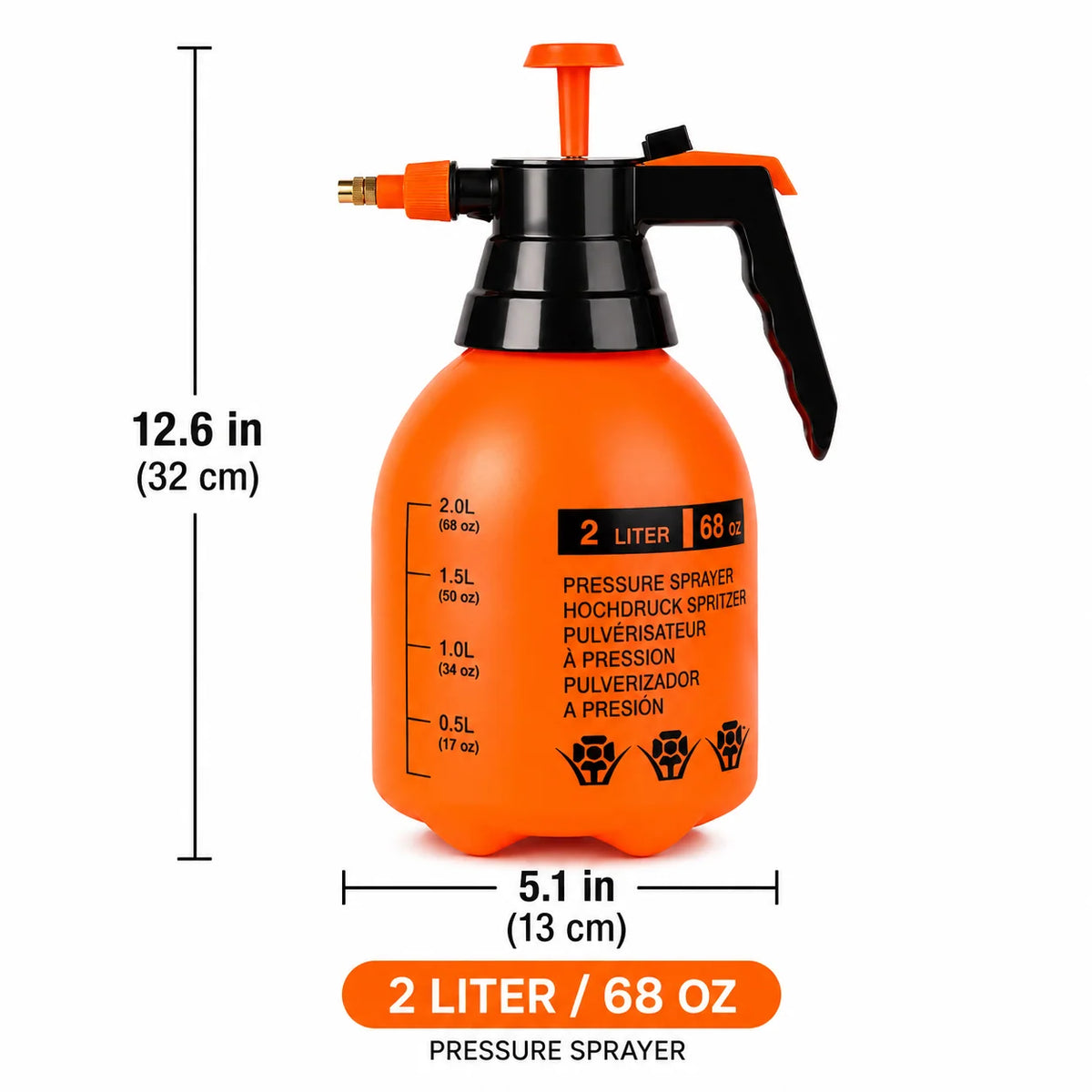 Garden Sprayer Adjustable Mist & Stream 68 Fl Oz