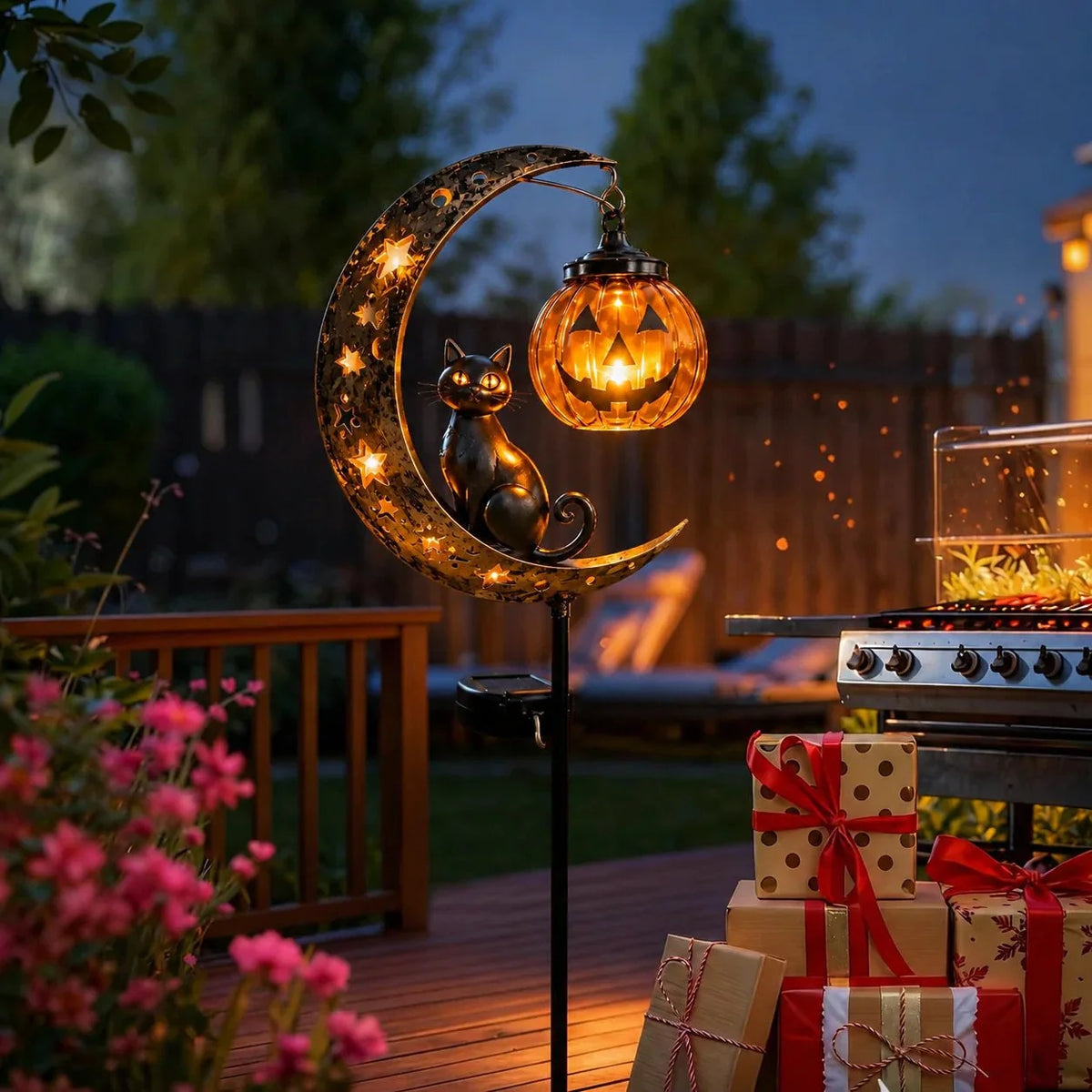 Garden Stake Light Solar Powered Halloween Warm Amber Glow