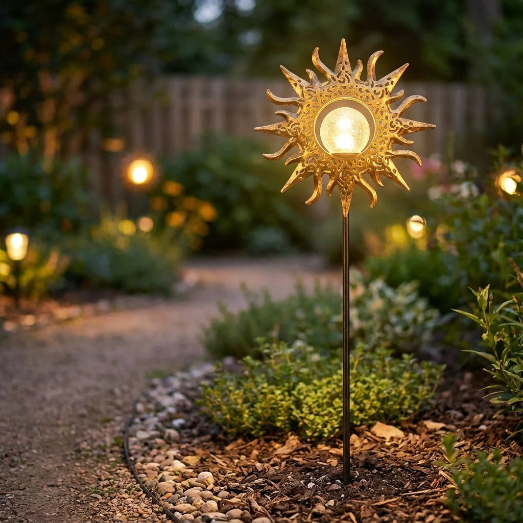 Garden Stake Light Solar-Powered Pattern Projection Automatic Dusk-On