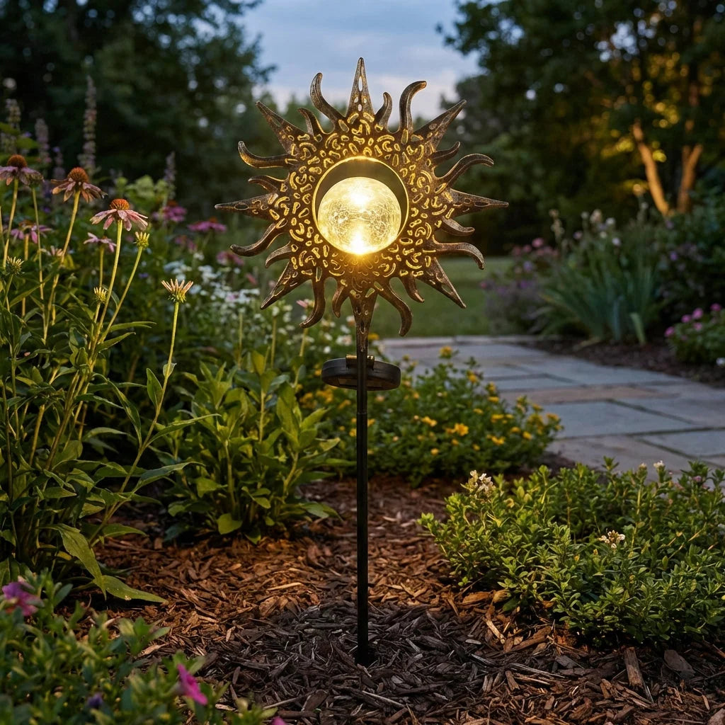 Garden Stake Light Solar-Powered Pattern Projection Automatic Dusk-On