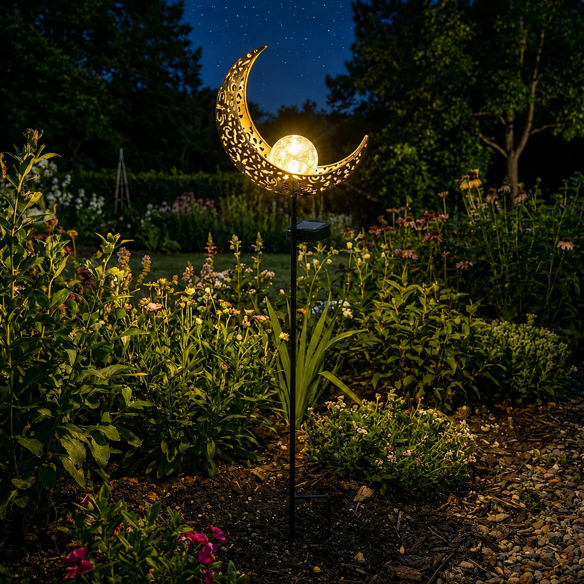 Garden Stake Light Solar-Powered Pattern Projection Automatic Dusk-On