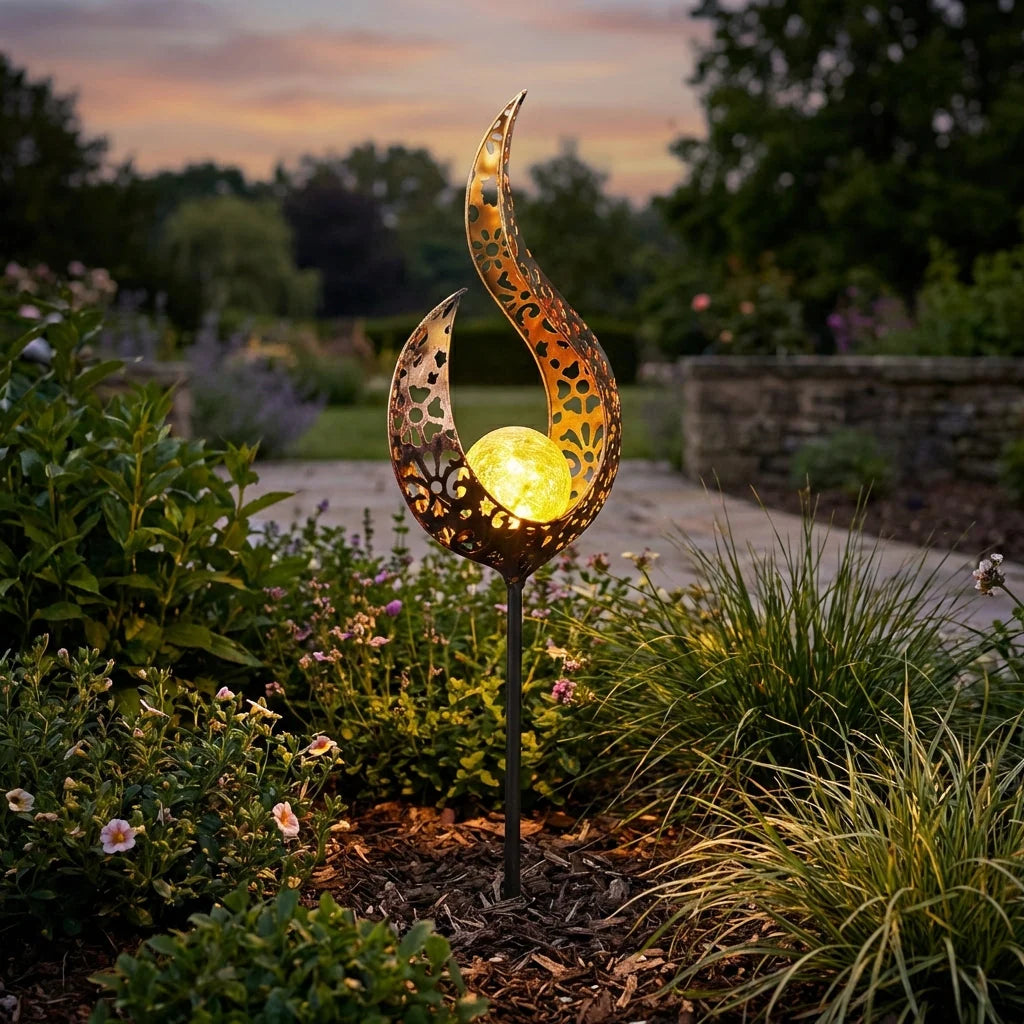 Garden Stake Light Solar-Powered Pattern Projection Automatic Dusk-On