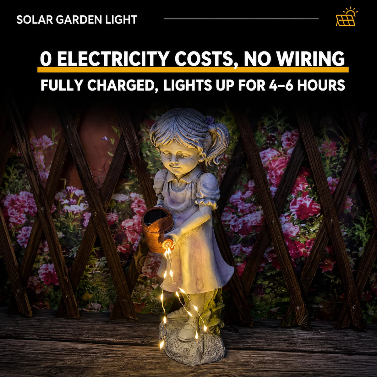 Garden Statue Solar-Powered LED Automatic Night Activation
