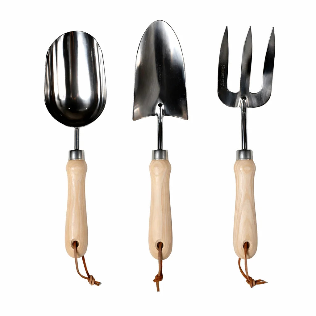 Garden Tool Set Forged Stainless Steel Wooden Handles
