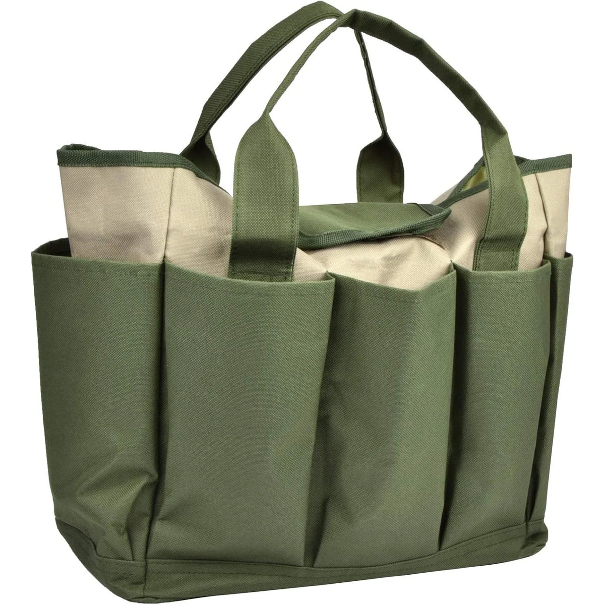 Garden Tool Tote Bag Multiple Pockets Water-Resistant Lining Reinforced Handles