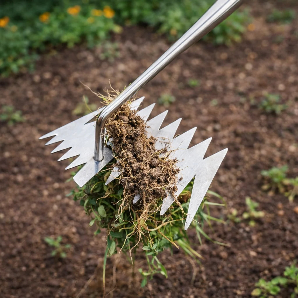 Garden Weeding Rake Four-Tine Manganese Steel