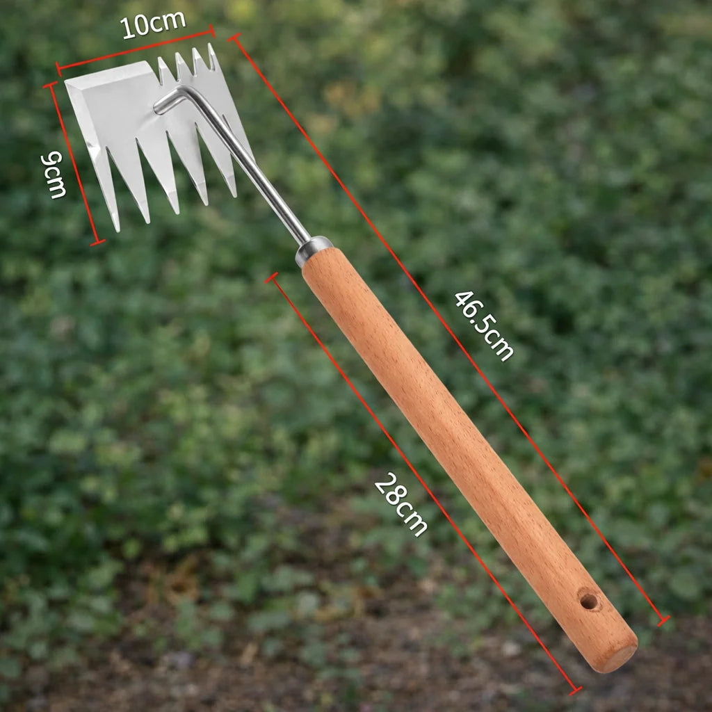 Garden Weeding Rake Four-Tine Manganese Steel