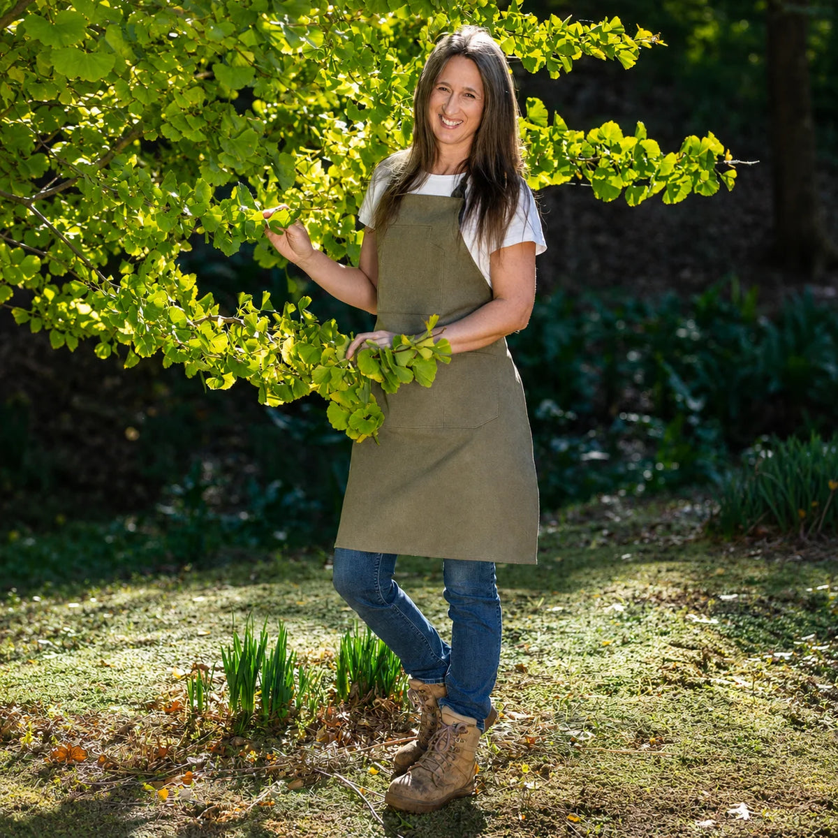 Gardening Apron Cotton Canvas Adjustable Straps Four Pockets