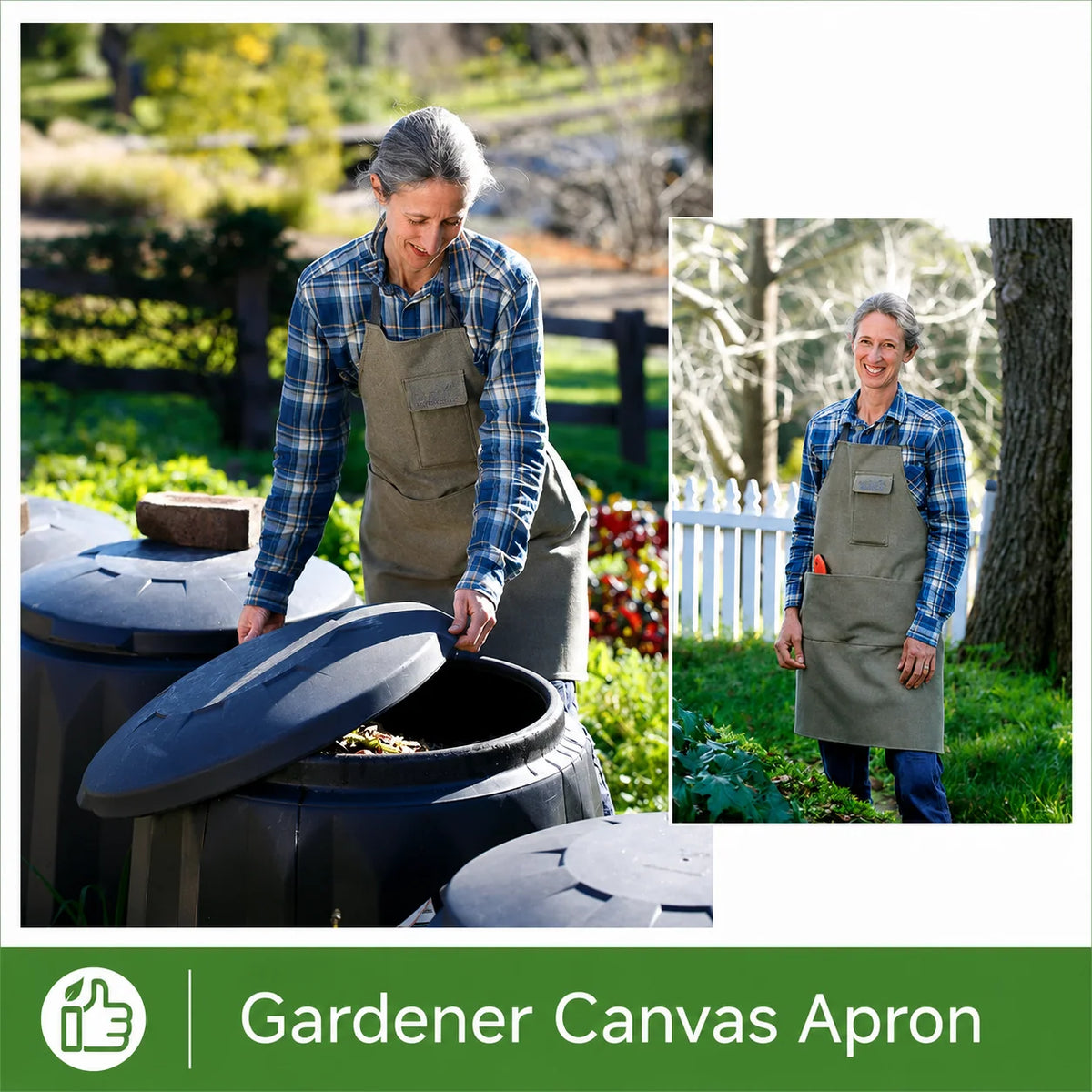 Gardening Apron Cotton Canvas Adjustable Straps Four Pockets