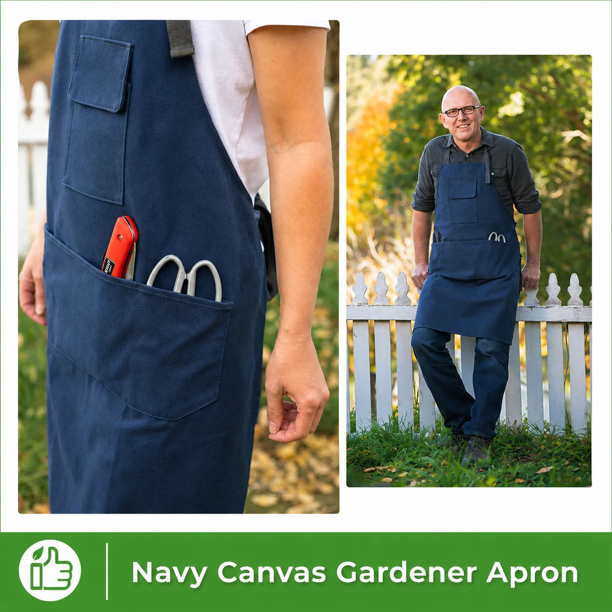 Gardening Apron Cotton Canvas Adjustable Straps Four Pockets