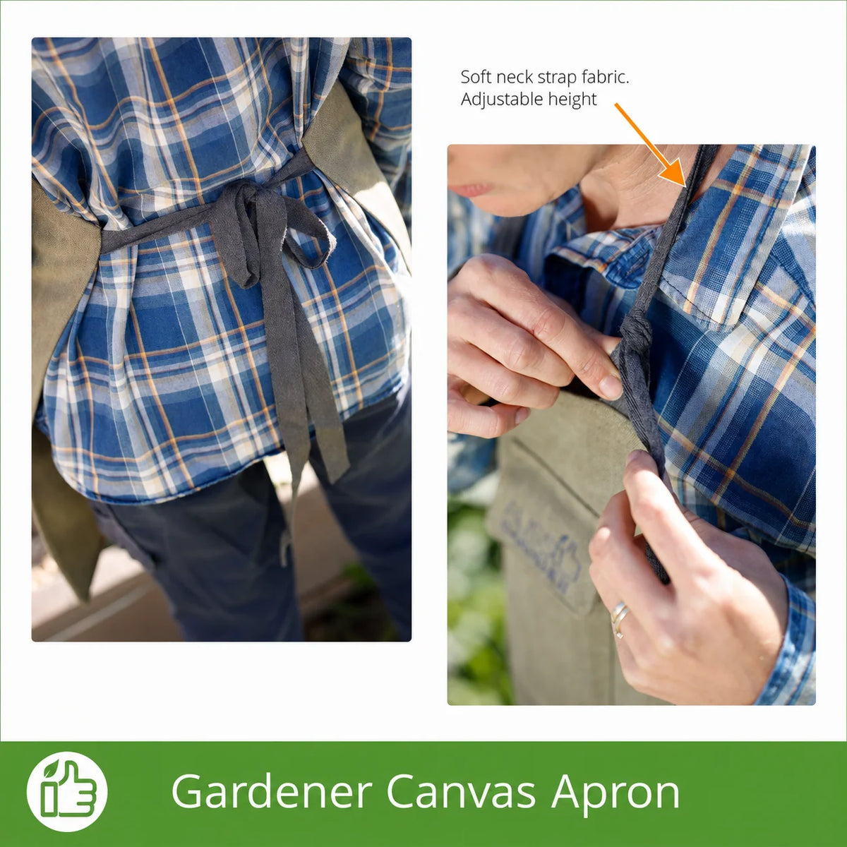 Gardening Apron Cotton Canvas Adjustable Straps Four Pockets