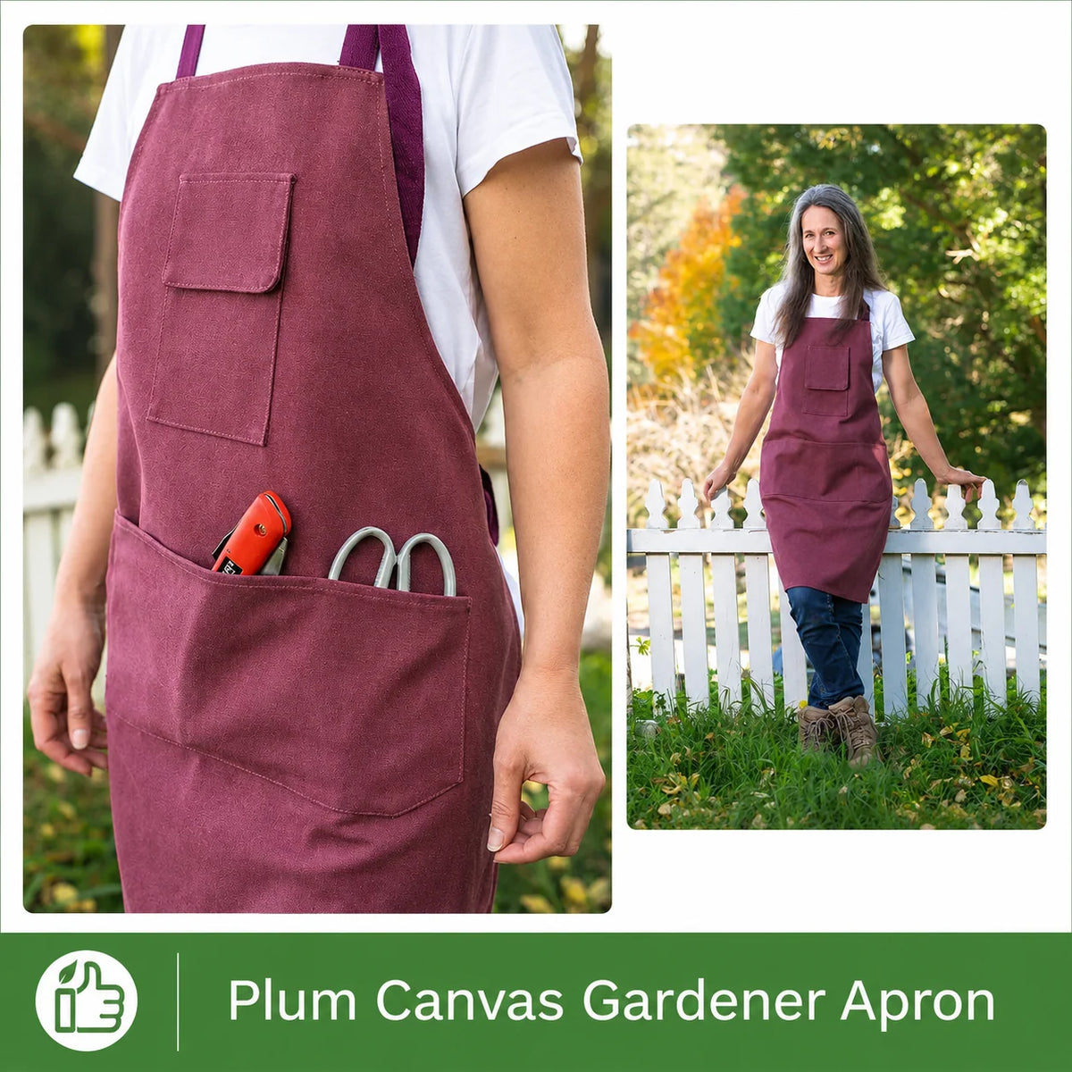 Gardening Apron Cotton Canvas Adjustable Straps Four Pockets