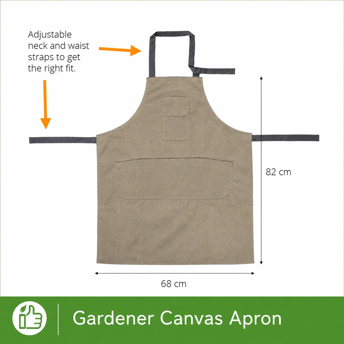 Gardening Apron Cotton Canvas Adjustable Straps Four Pockets