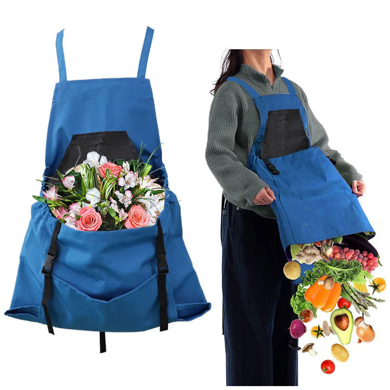 Gardening Apron Waterproof Oxford Fabric Adjustable Cross-Back Straps & Pockets