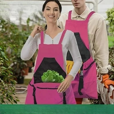 Gardening Apron Waterproof Oxford Fabric Adjustable Cross-Back Straps & Pockets