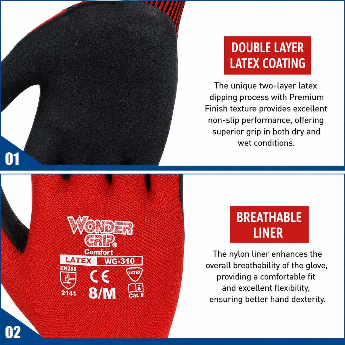 Gardening Gloves Textured Latex Grip Wet & Dry Use