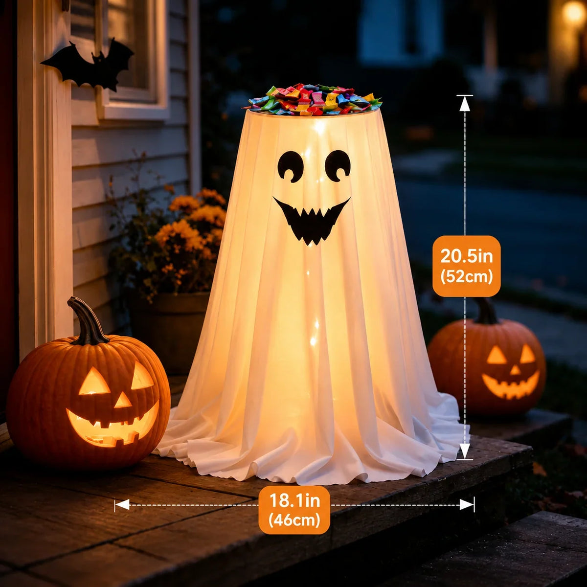Ghost Candy Holder Hidden Storage LED Lights 8 Modes