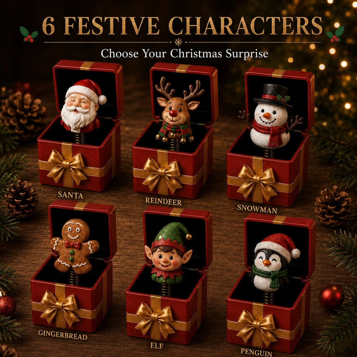 Gift Box Spring-Loaded Character Reveal Reusable