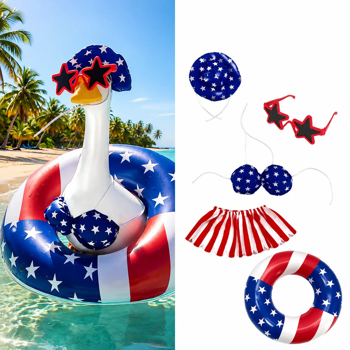 Goose Statue Outfit Set Colorful Lightweight Fabric Decor