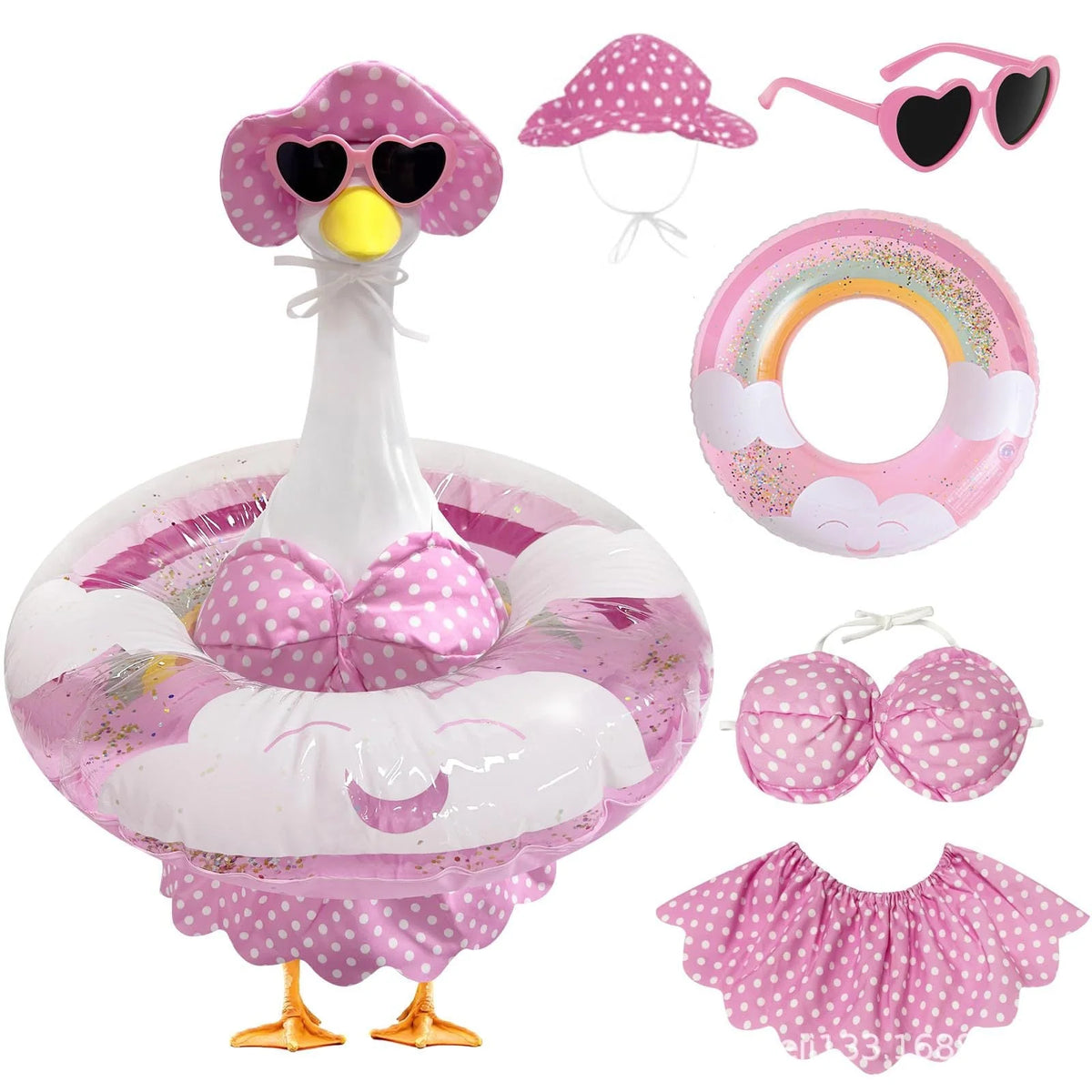 Goose Statue Outfit Set Colorful Lightweight Fabric Decor