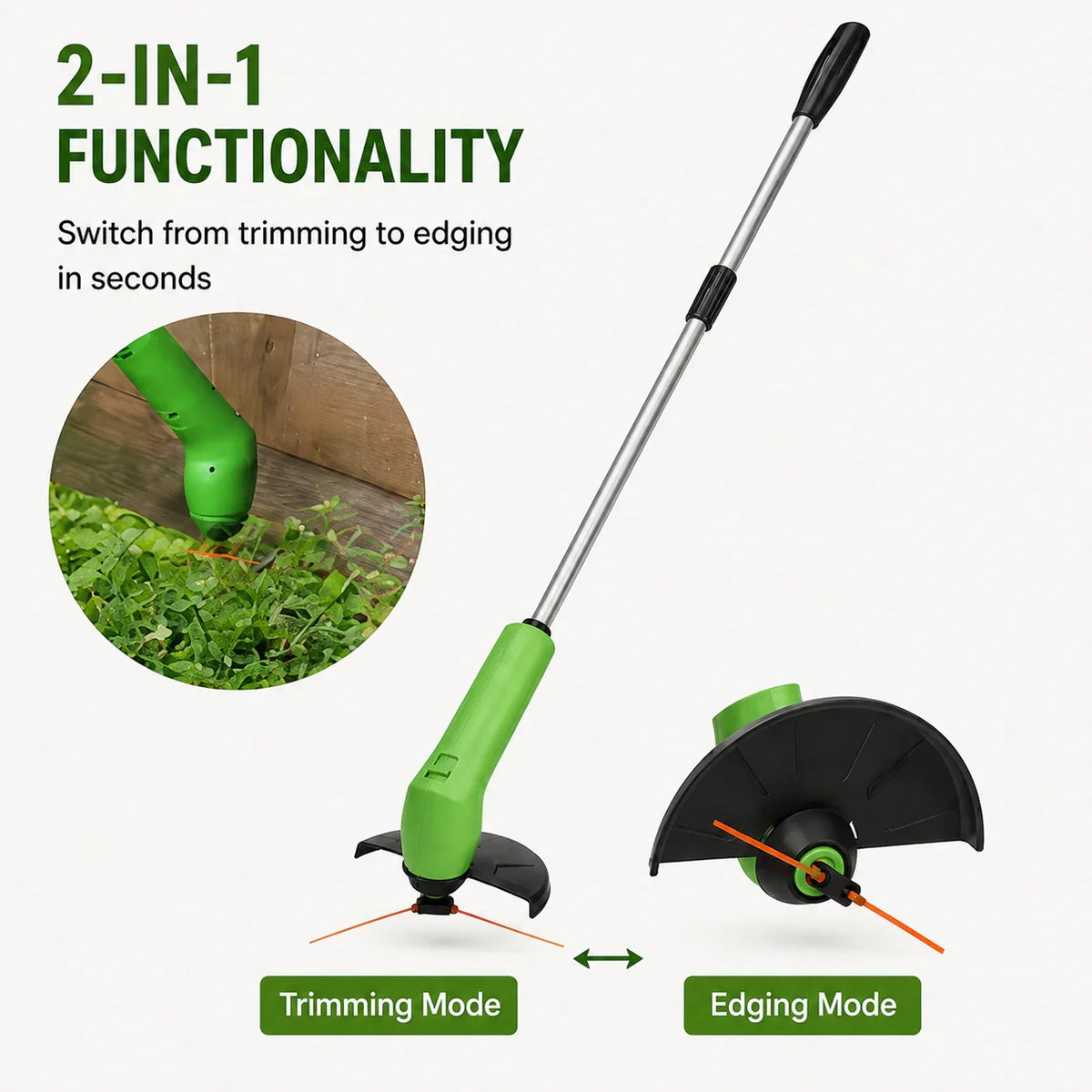 Grass Trimmer Cordless Rechargeable Adjustable Head