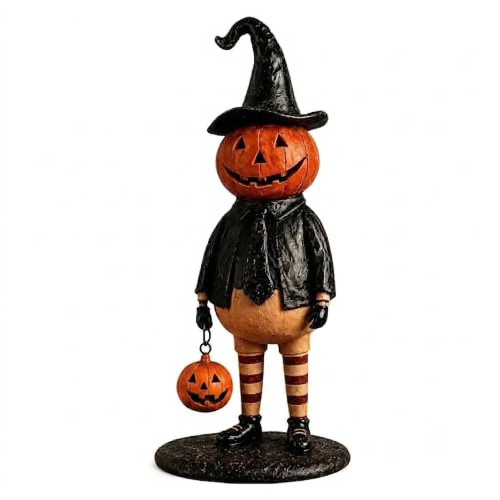Halloween Figurine Resin Pumpkin Witch 7.1 Inch Tall