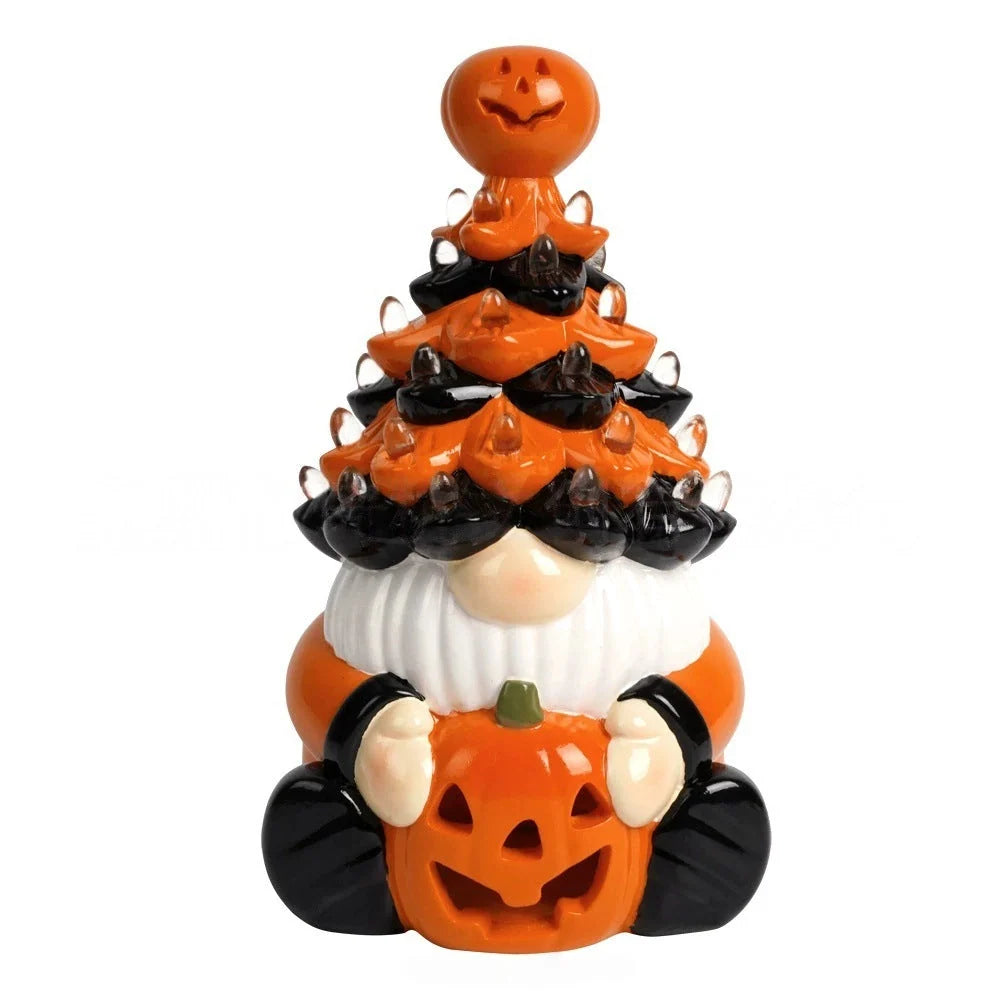 Halloween Gnome Tree Decoration 70 Orange LED Lights Cordless Battery Powered