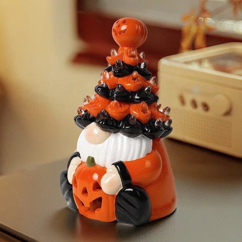 Halloween Gnome Tree Decoration 70 Orange LED Lights Cordless Battery Powered