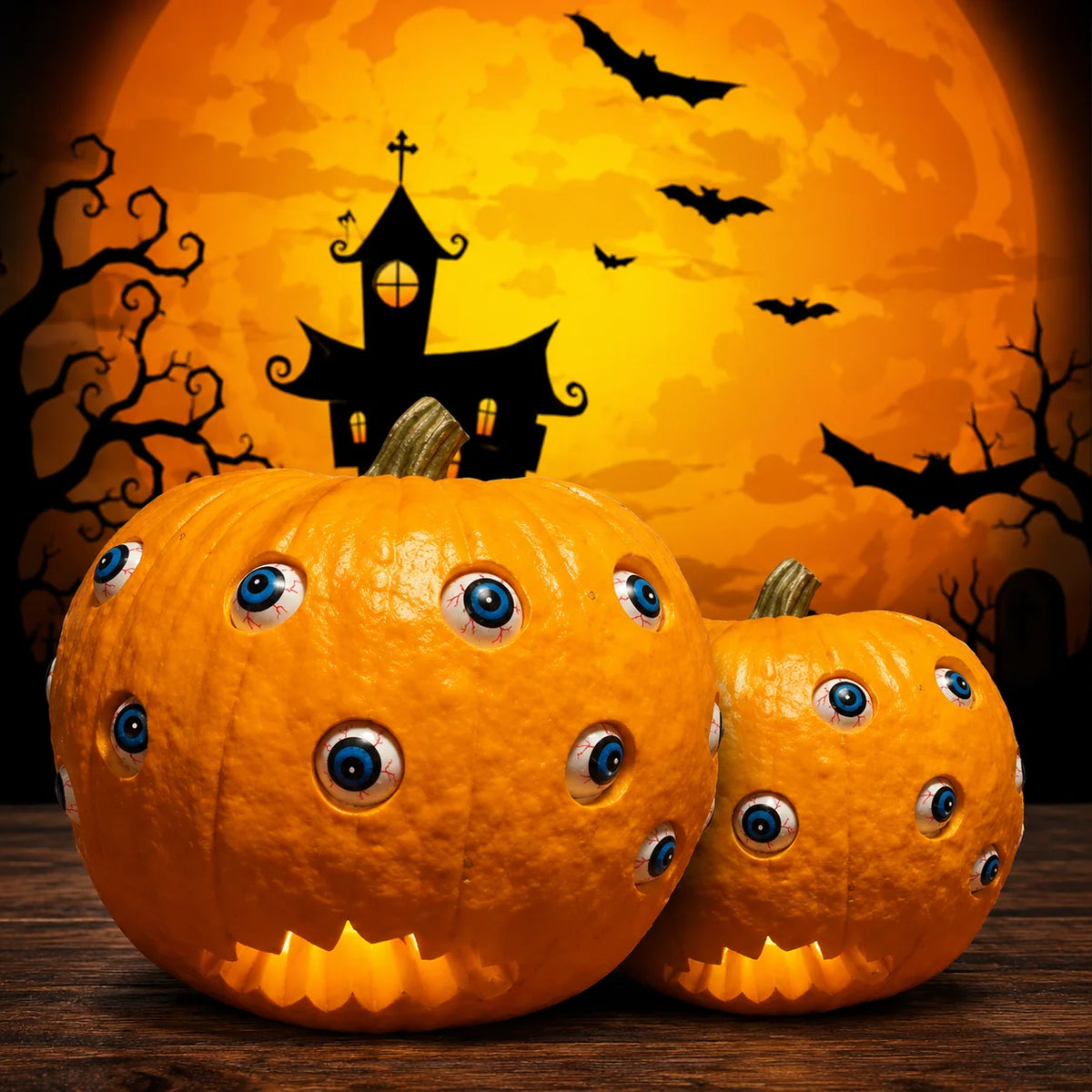 Halloween Pumpkin Decoration Painted Resin Movable Eyeballs