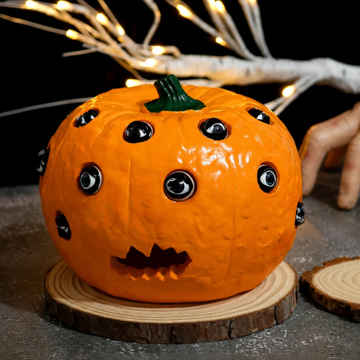 Halloween Pumpkin Decoration Painted Resin Movable Eyeballs