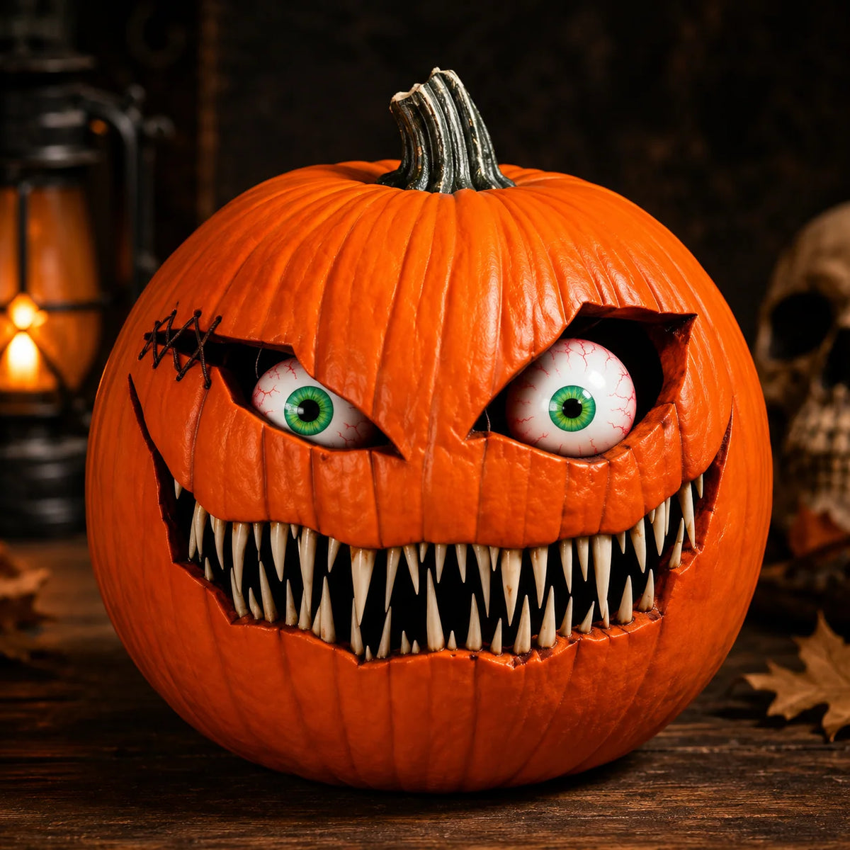 Halloween Pumpkin Decoration Painted Resin Movable Eyeballs