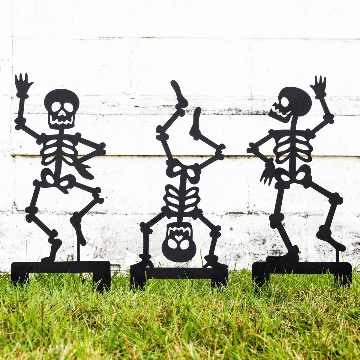 Halloween Skeleton Yard Stakes Steel Powder-Coated Set of 6
