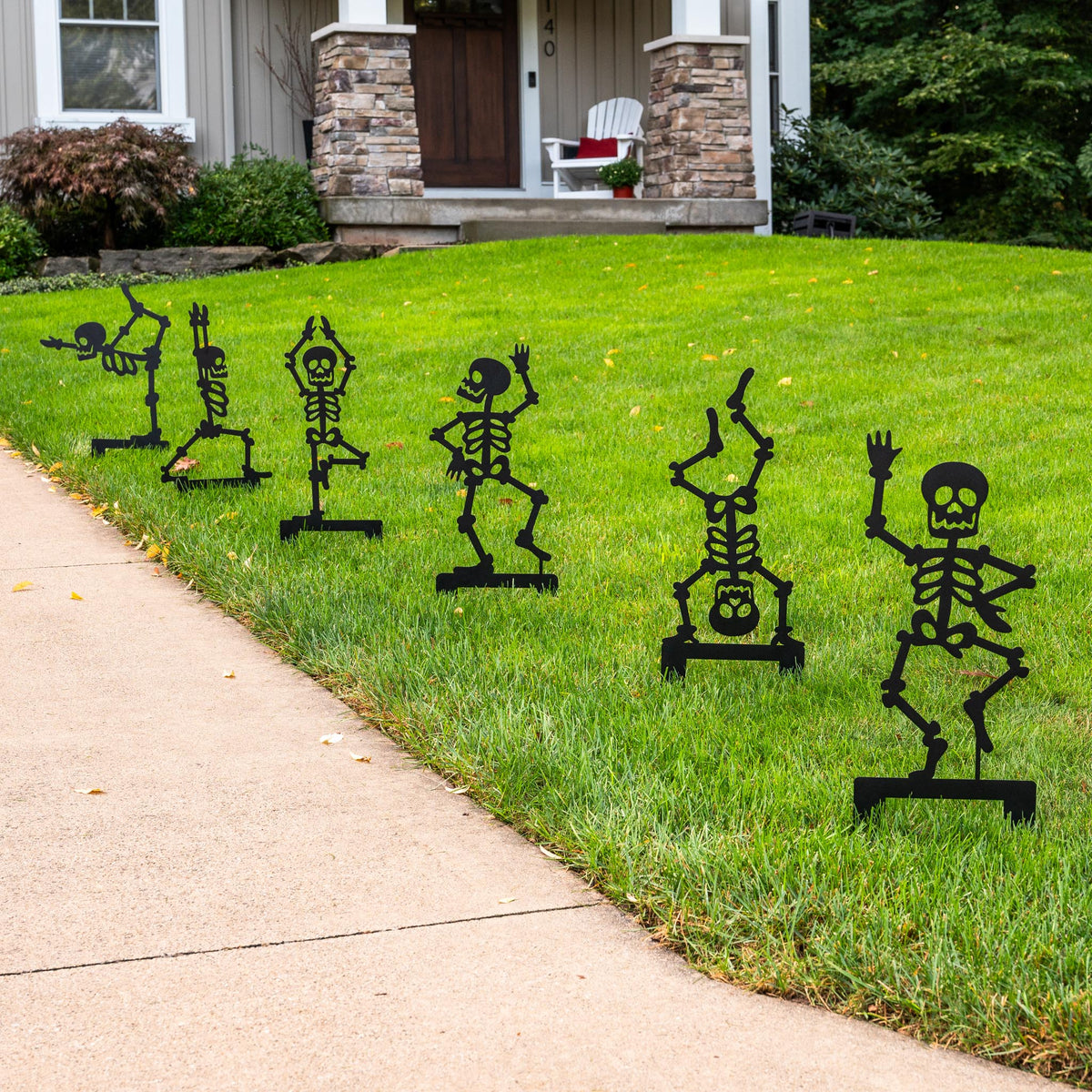 Halloween Skeleton Yard Stakes Steel Powder-Coated Set of 6