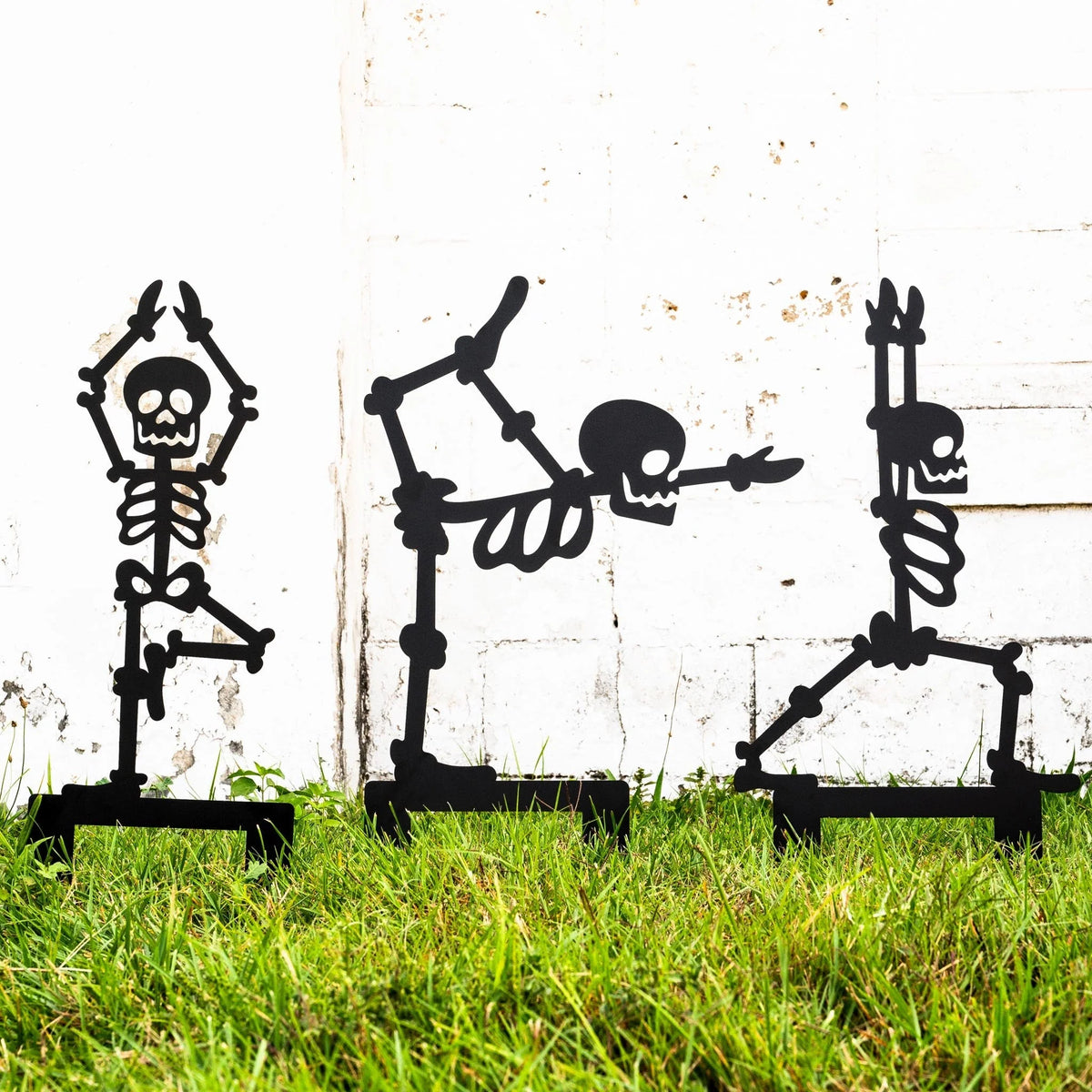 Halloween Skeleton Yard Stakes Steel Powder-Coated Set of 6