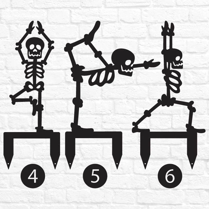 Halloween Skeleton Yard Stakes Steel Powder-Coated Set of 6