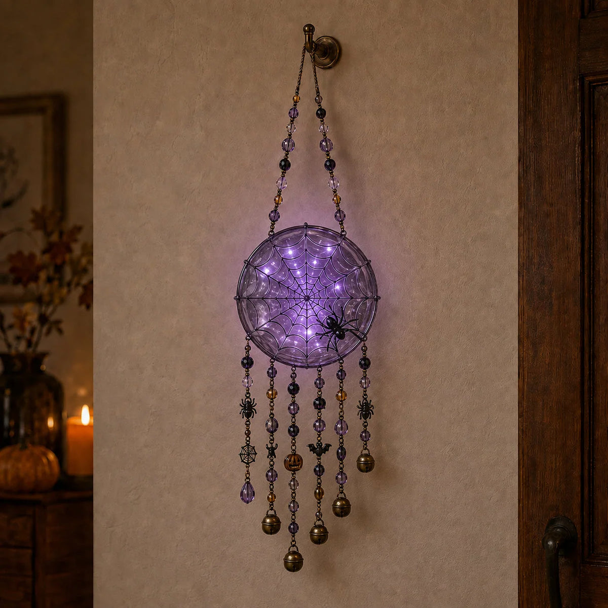 Halloween Wind Chime Light-Up Colorful Beads & Bells