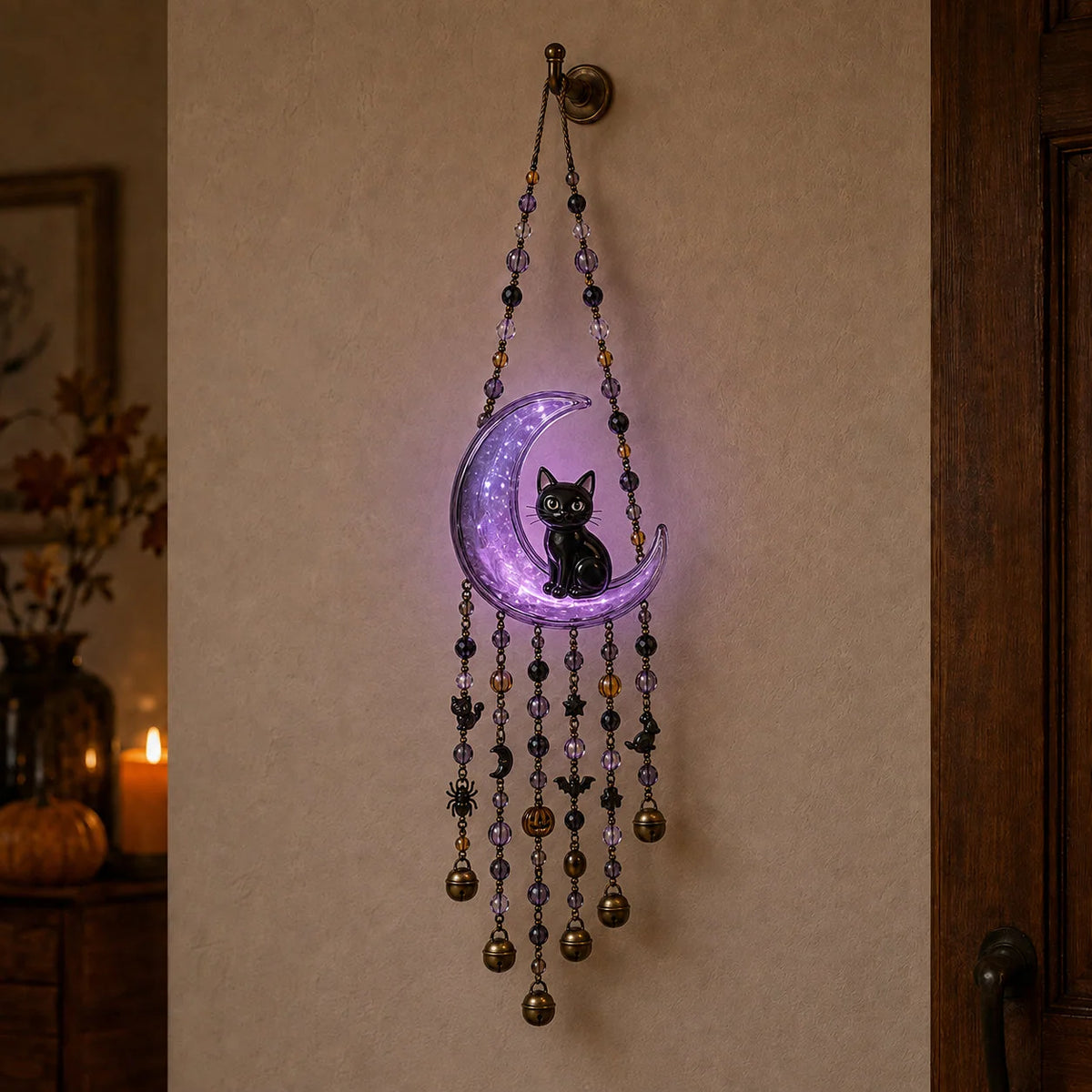Halloween Wind Chime Light-Up Colorful Beads & Bells
