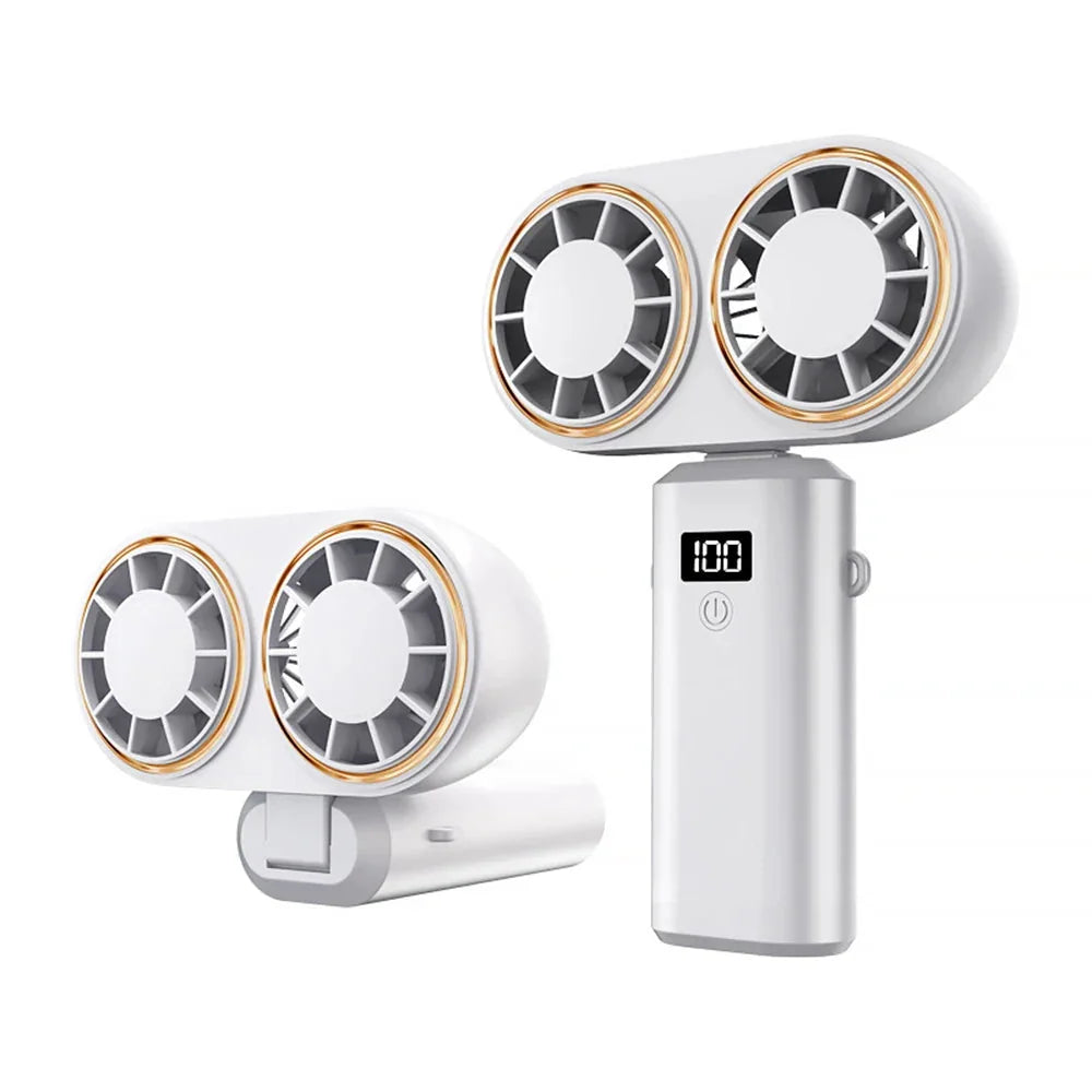 Handheld Fan Dual Airflow Five Speeds USB-C Rechargeable