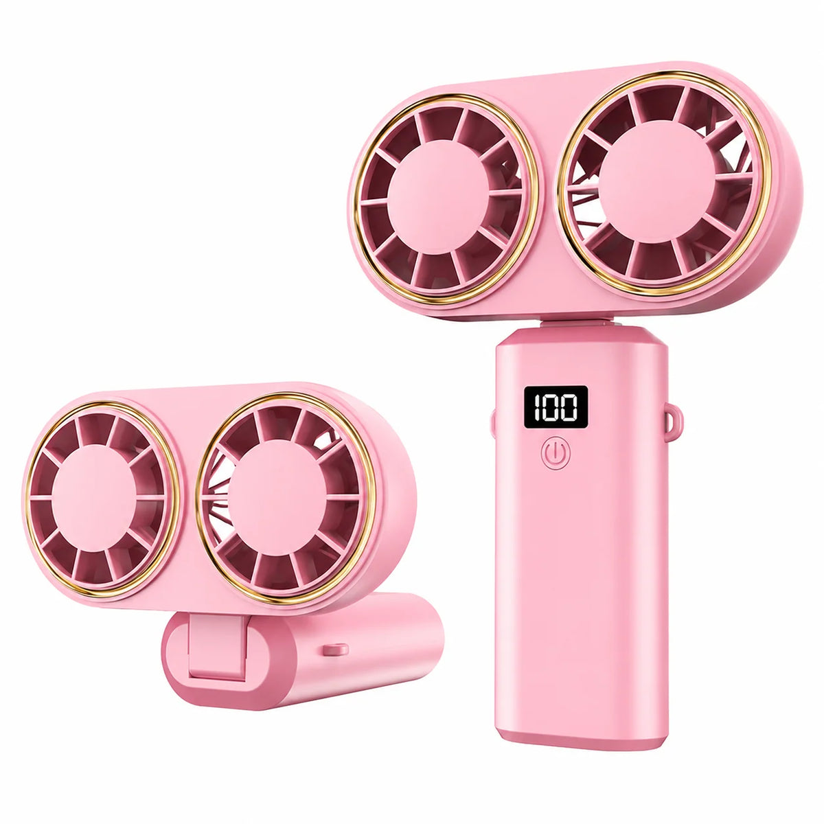 Handheld Fan Dual Airflow Five Speeds USB-C Rechargeable