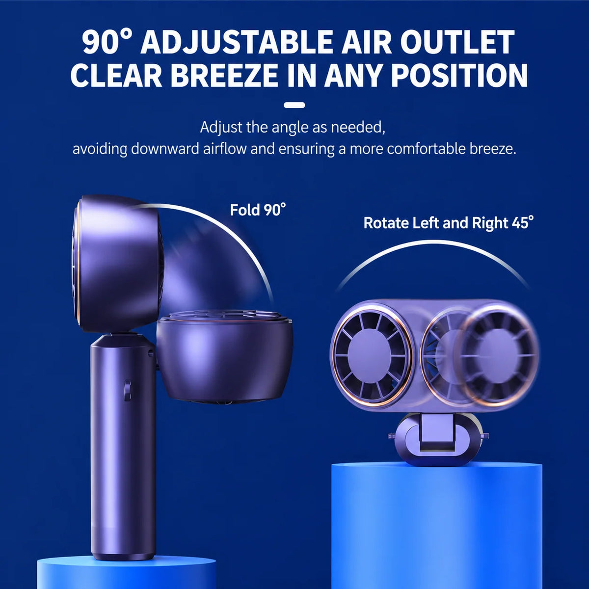 Handheld Fan Dual Airflow Five Speeds USB-C Rechargeable
