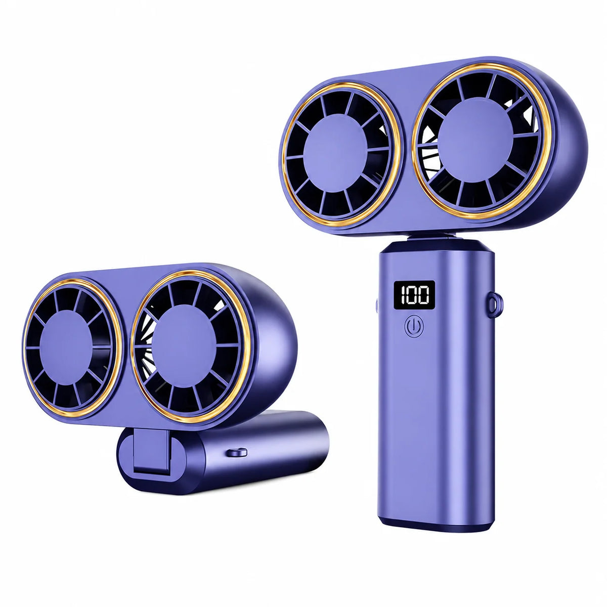 Handheld Fan Dual Airflow Five Speeds USB-C Rechargeable