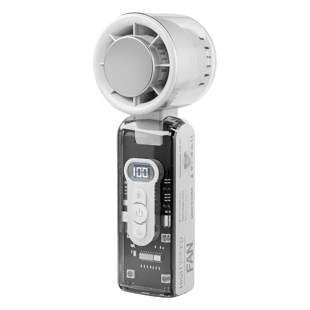 Handheld Fan Foldable Digital Display USB Rechargeable