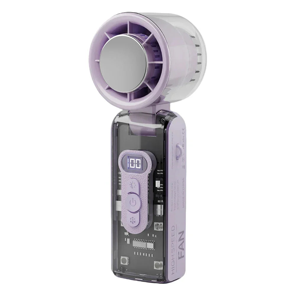 Handheld Fan Foldable Digital Display USB Rechargeable