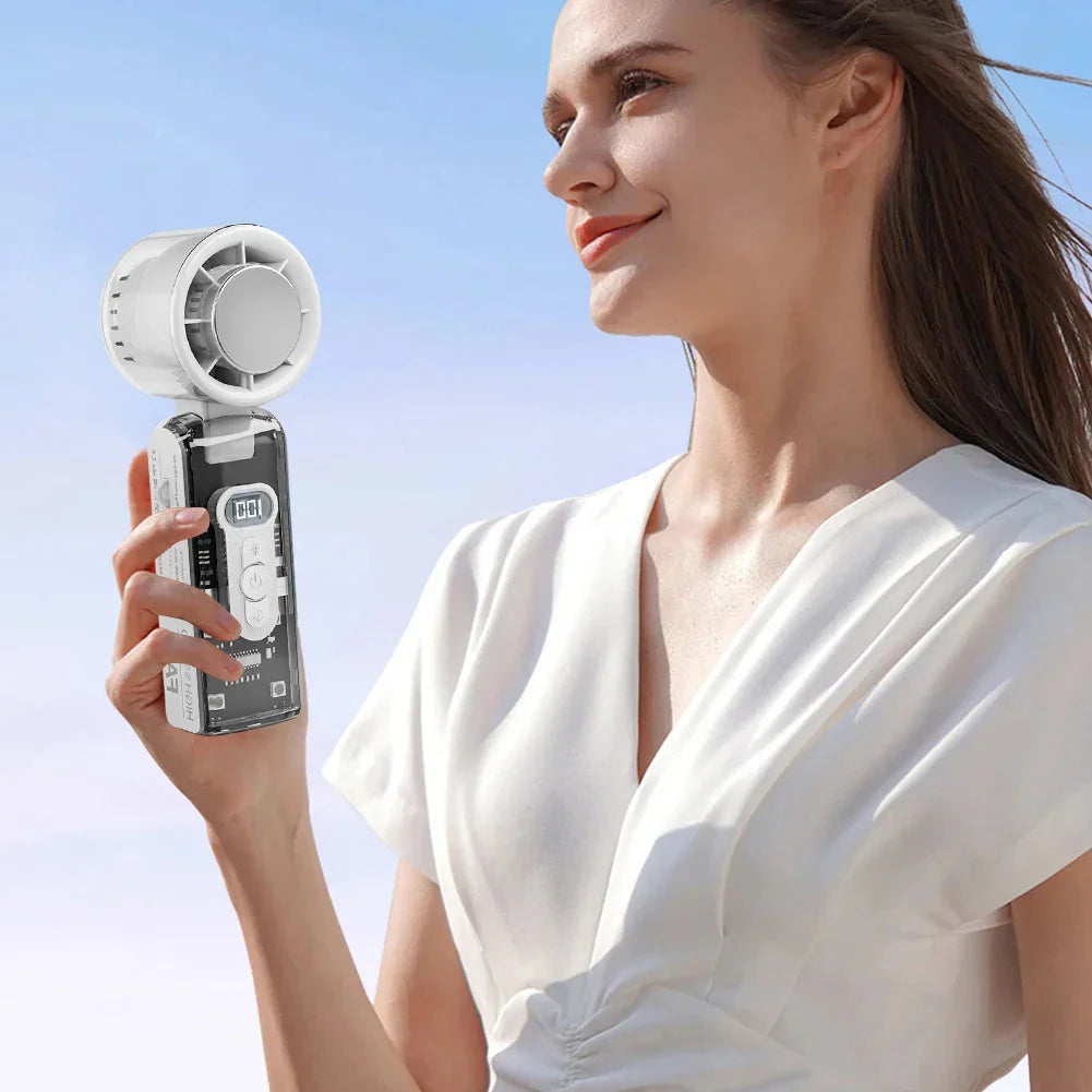 Handheld Fan Foldable Digital Display USB Rechargeable