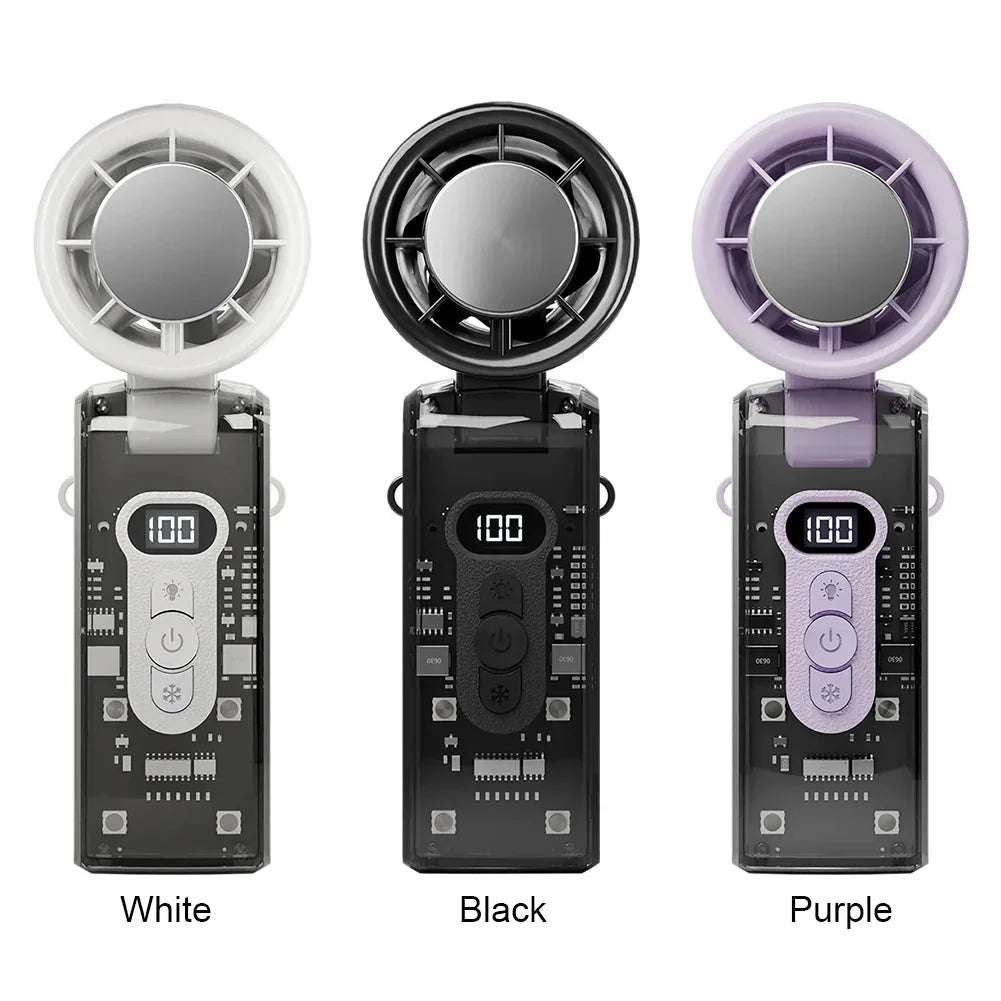 Handheld Fan Foldable Digital Display USB Rechargeable