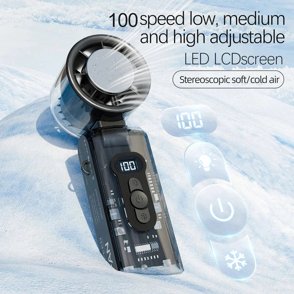 Handheld Fan Foldable Digital Display USB Rechargeable