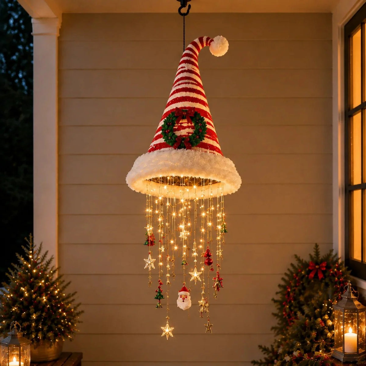 Hanging Christmas Decoration Warm Lights & Dangling Ornaments