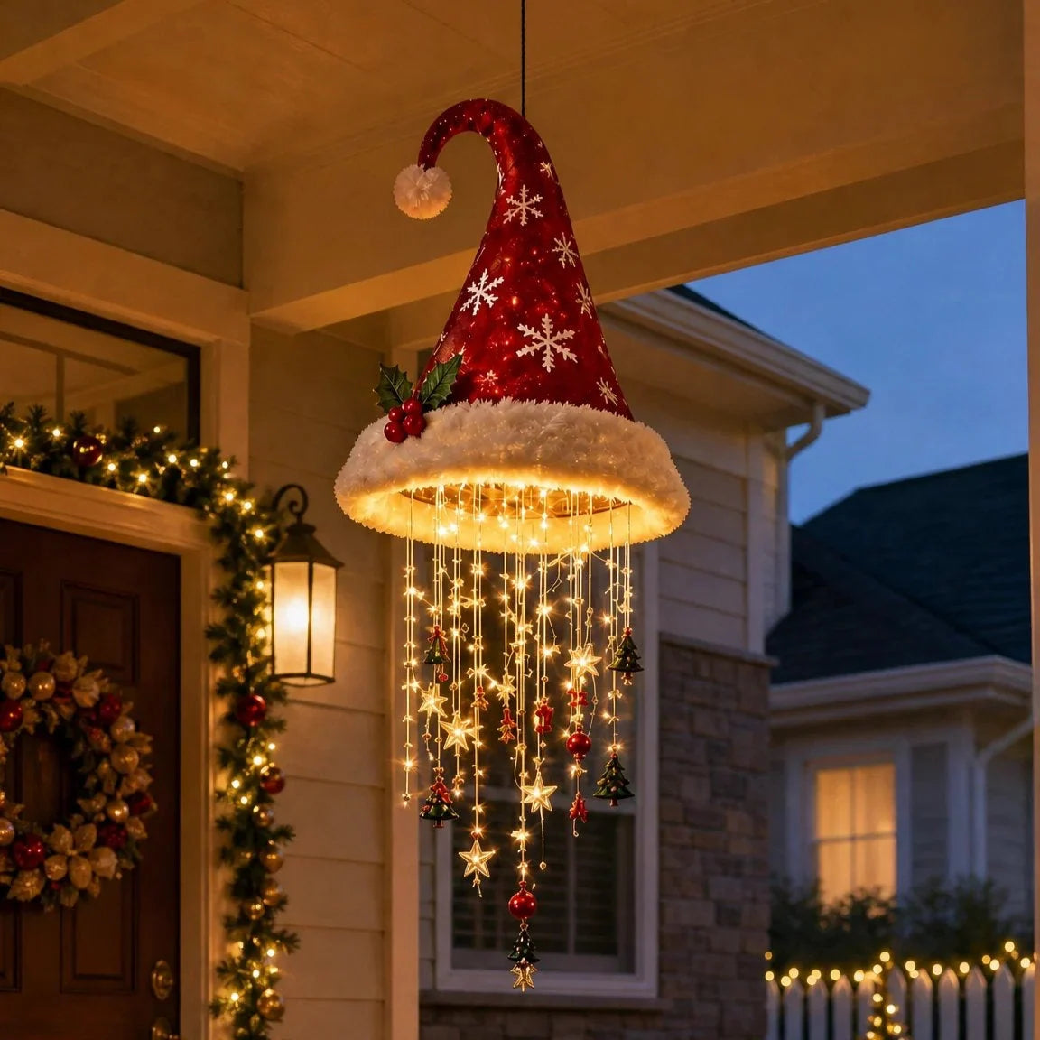 Hanging Christmas Decoration Warm Lights & Dangling Ornaments