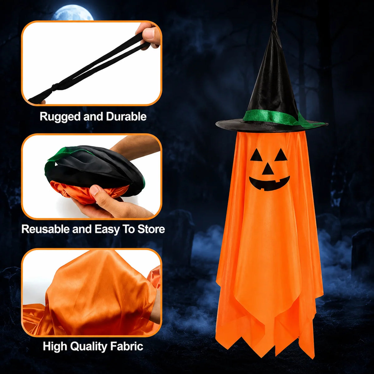 Hanging Halloween Decorations Foldable Fabric Set of 2